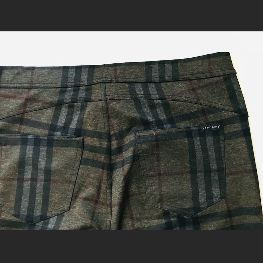 Sanctuary stretchable faux Burberry dark green plaid legging pants size XL